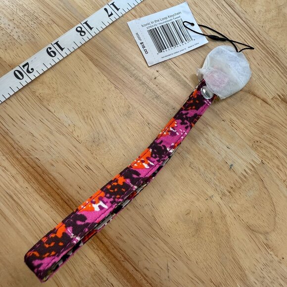 Vera Bradley Iconic In The Loop Keychain Houndstooth Tweed Pattern Pink & Orange - Picture 6 of 9